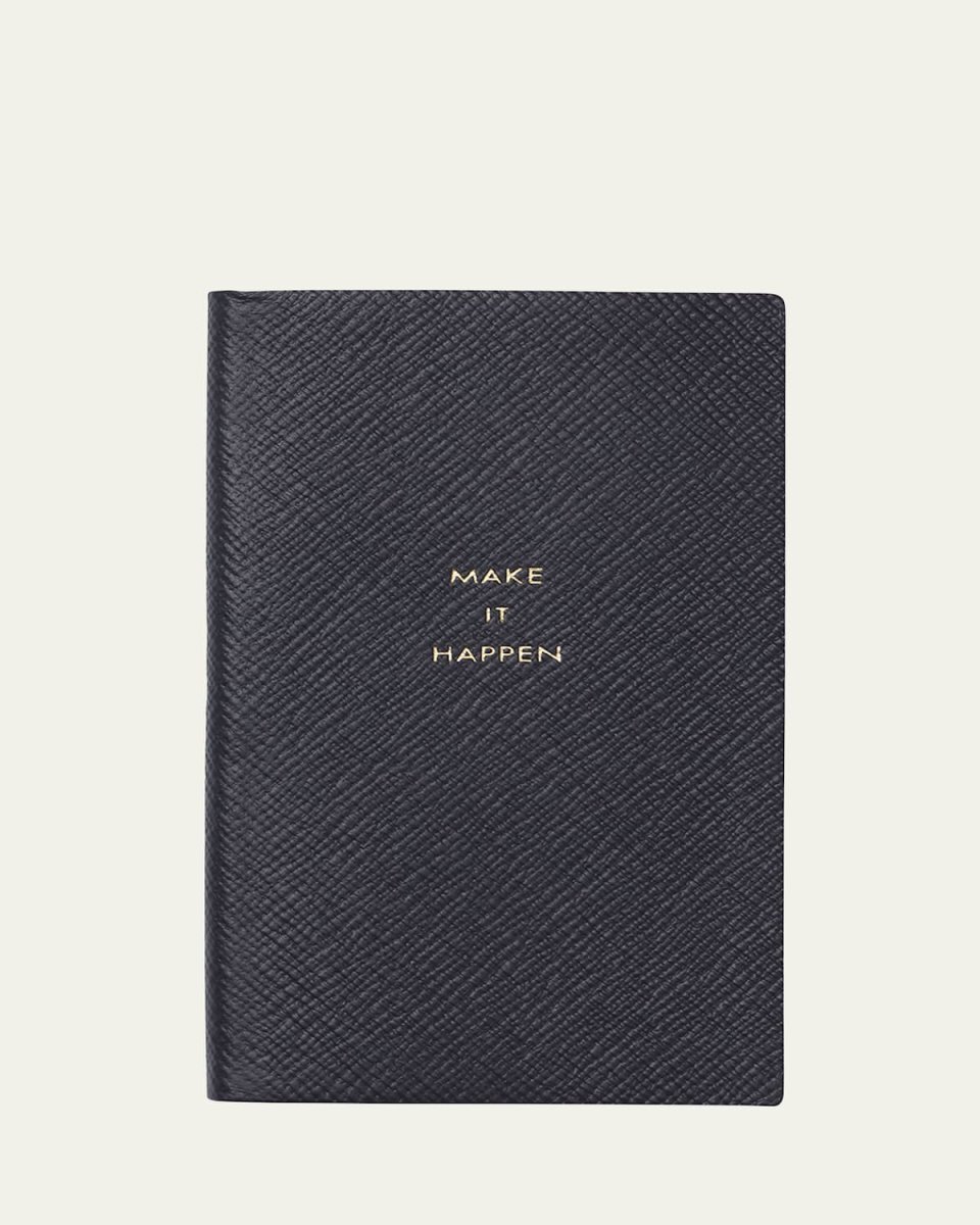 "Make It Happen" Panama Leather Pocket Notebook, Navy